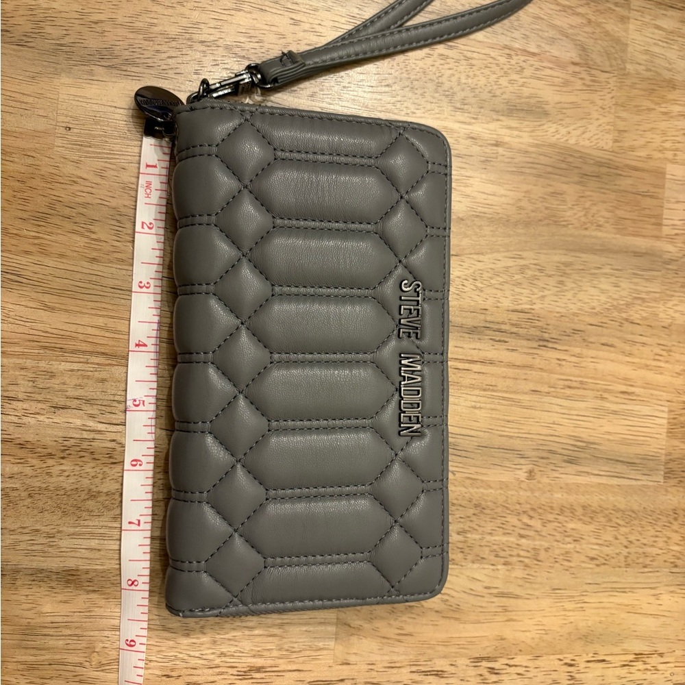 Steve Madden Charcoal Quilted Wristlet